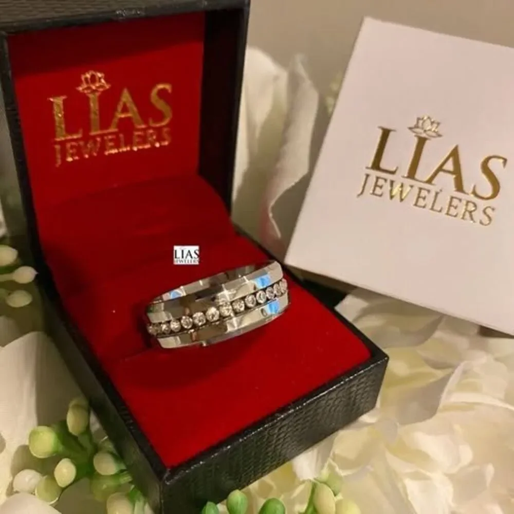 New 18k white gold men’s wedding ring men’s wedding band